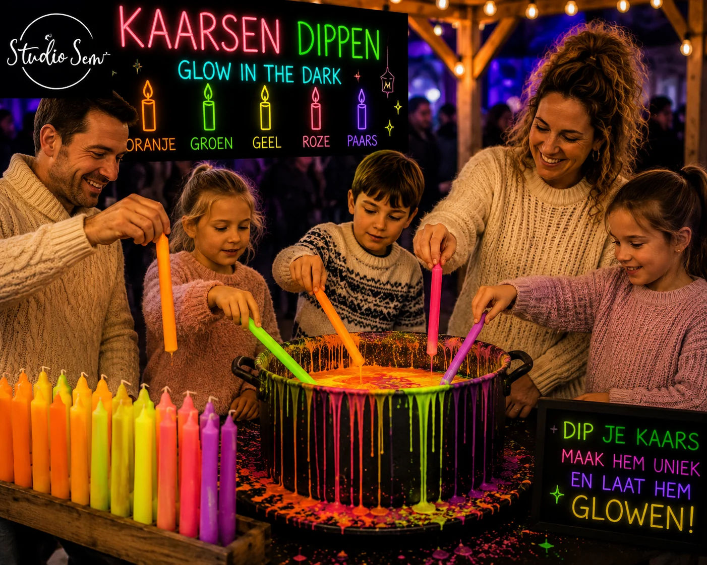 Kersteditie kaarsen dippen met z’n tweeën